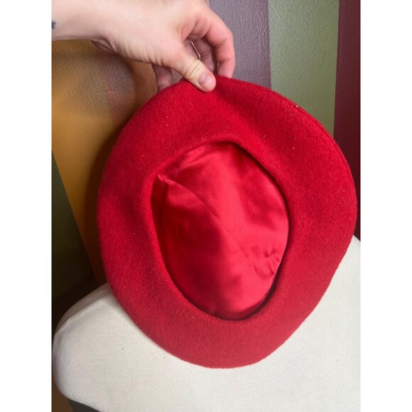 Red rhinestone wool vintage beret hat French cute women’s hat - Picture 2 of 2
